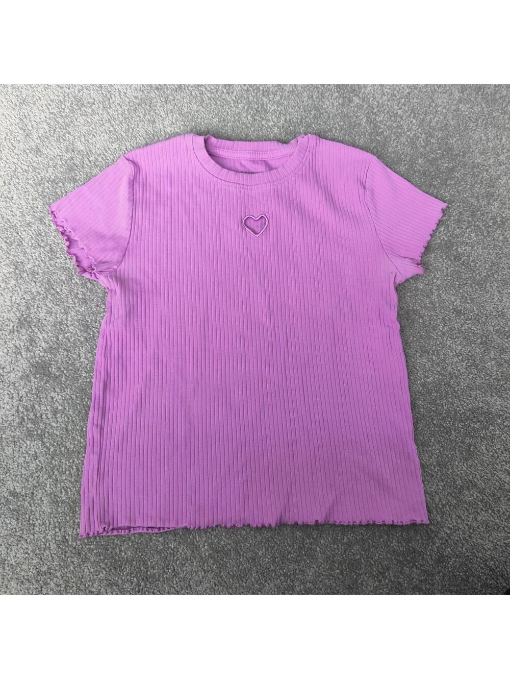 George Girls Purple Ribbed Short Sleeve Top Size 10-12 Large